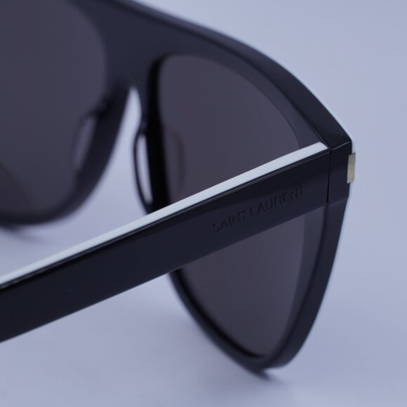 Saint Laurent SL1 020 Sunglasses White/Black Square Frame, Grey Lenses main image 7